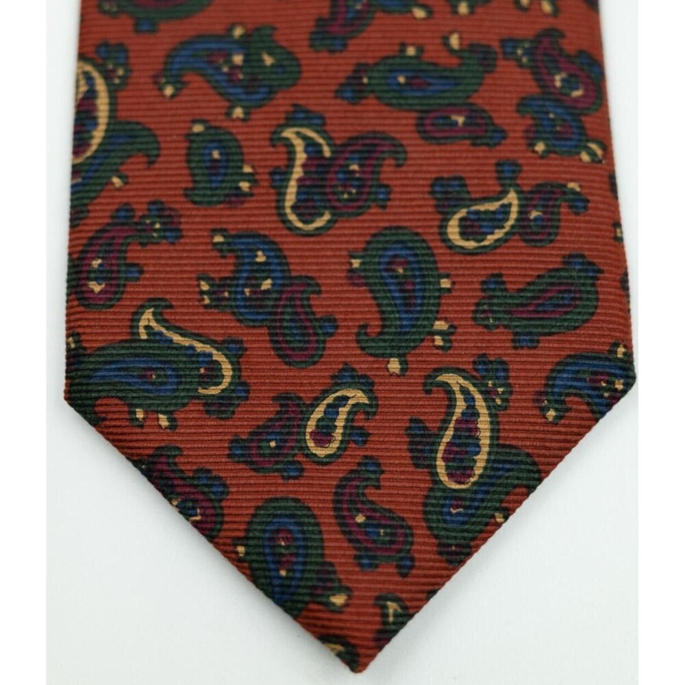 NEW Brooks Brothers Brown With Complex Paisley in Yellow Silk Tie Made in USA